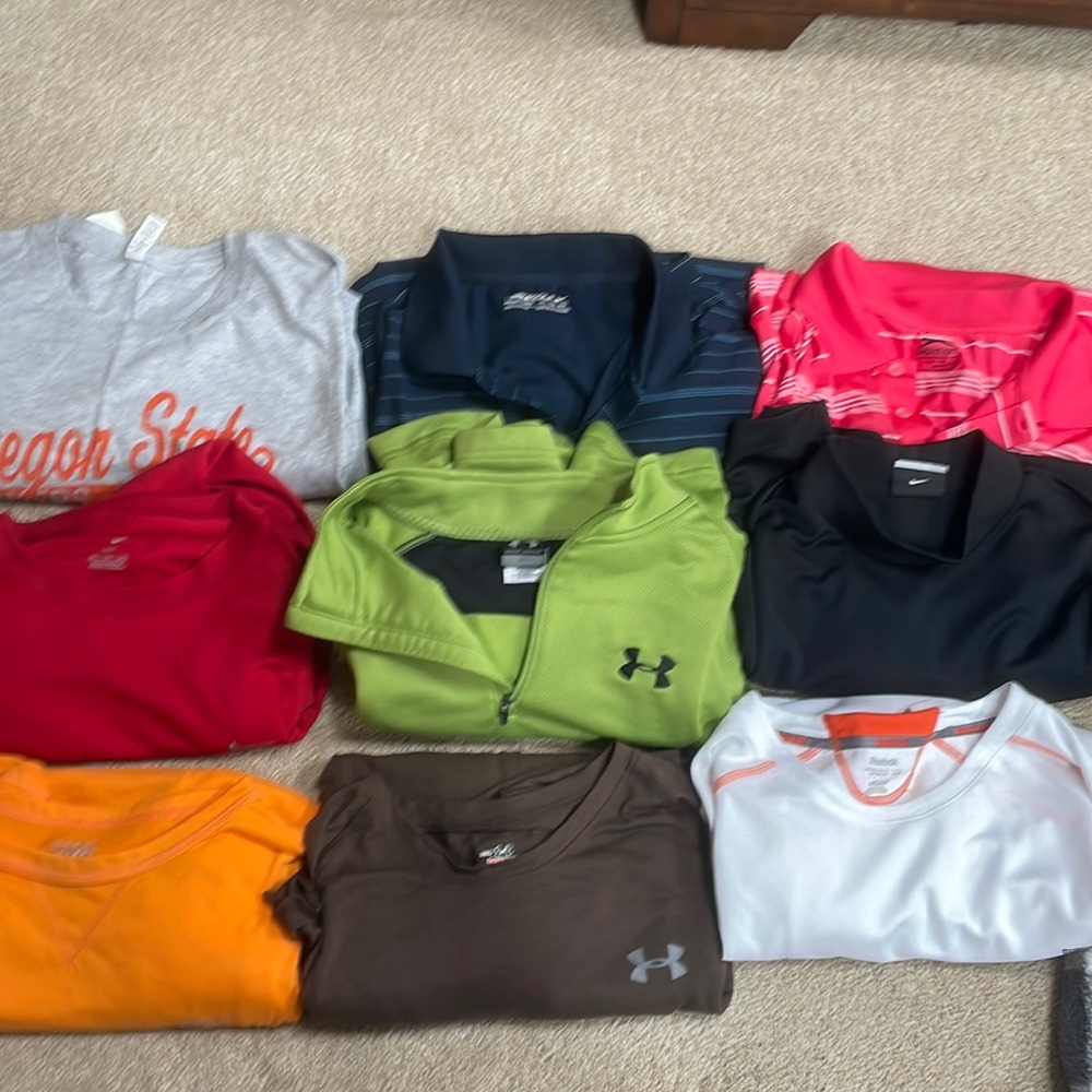 9 men’s sports shirt lot- xxl